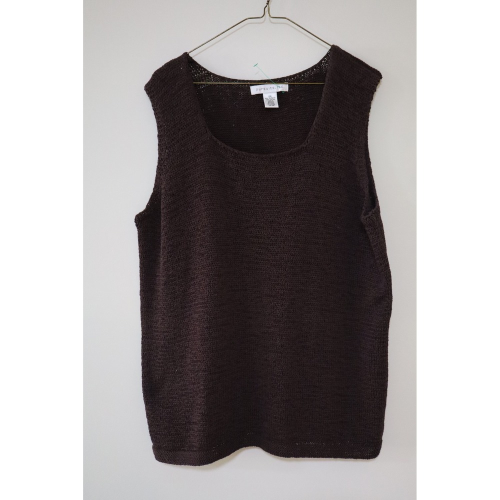 Minimalist Pursuits Ltd. Knit Tank Top XXL Brown Scoop Neck Sleeveless Shell